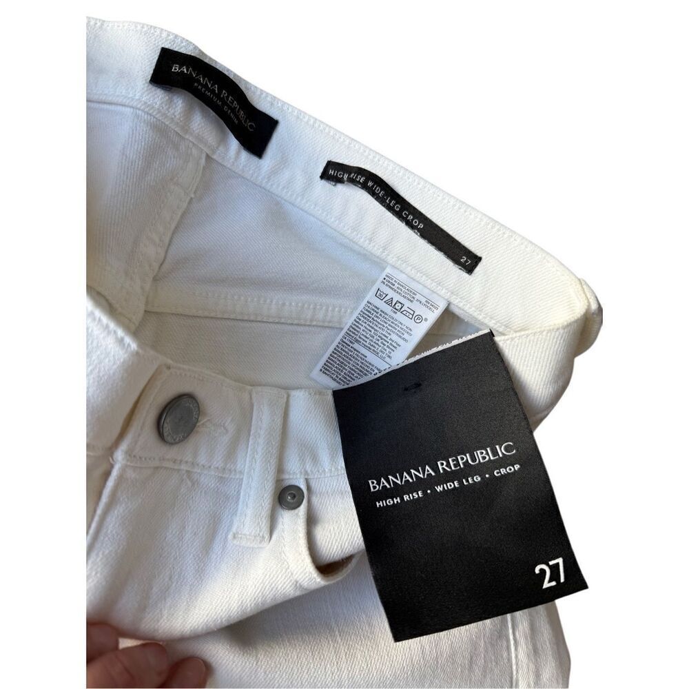 Banana Republic High Rise Wide Leg Cropped Pants In White - Picture 4 of 8